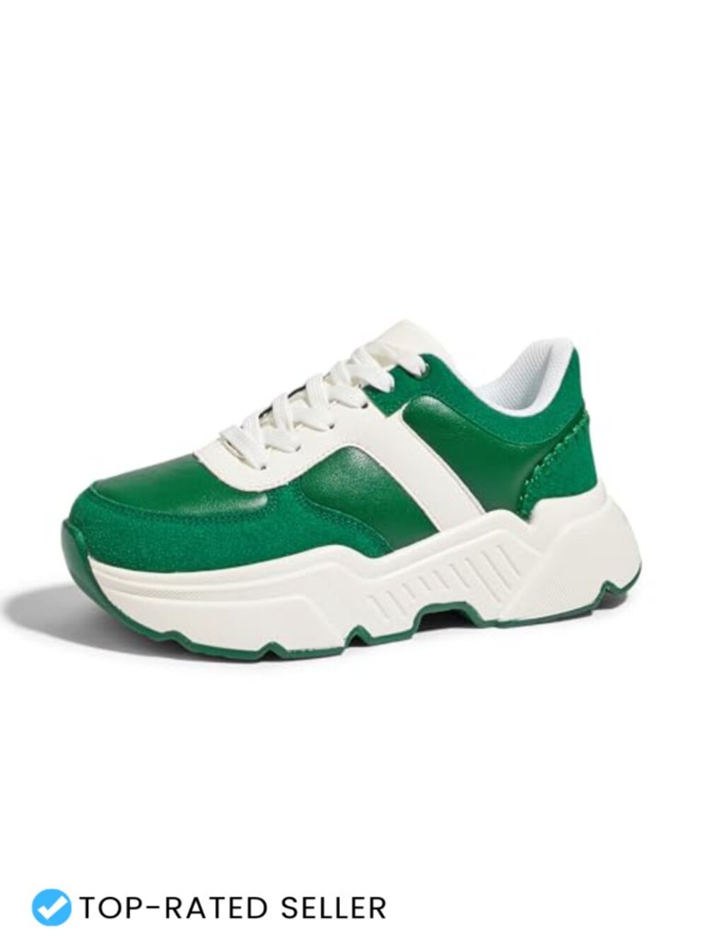 Platform Chunky Sneakers Fashion Dad Sneakers Vegan Leather Lace-Up